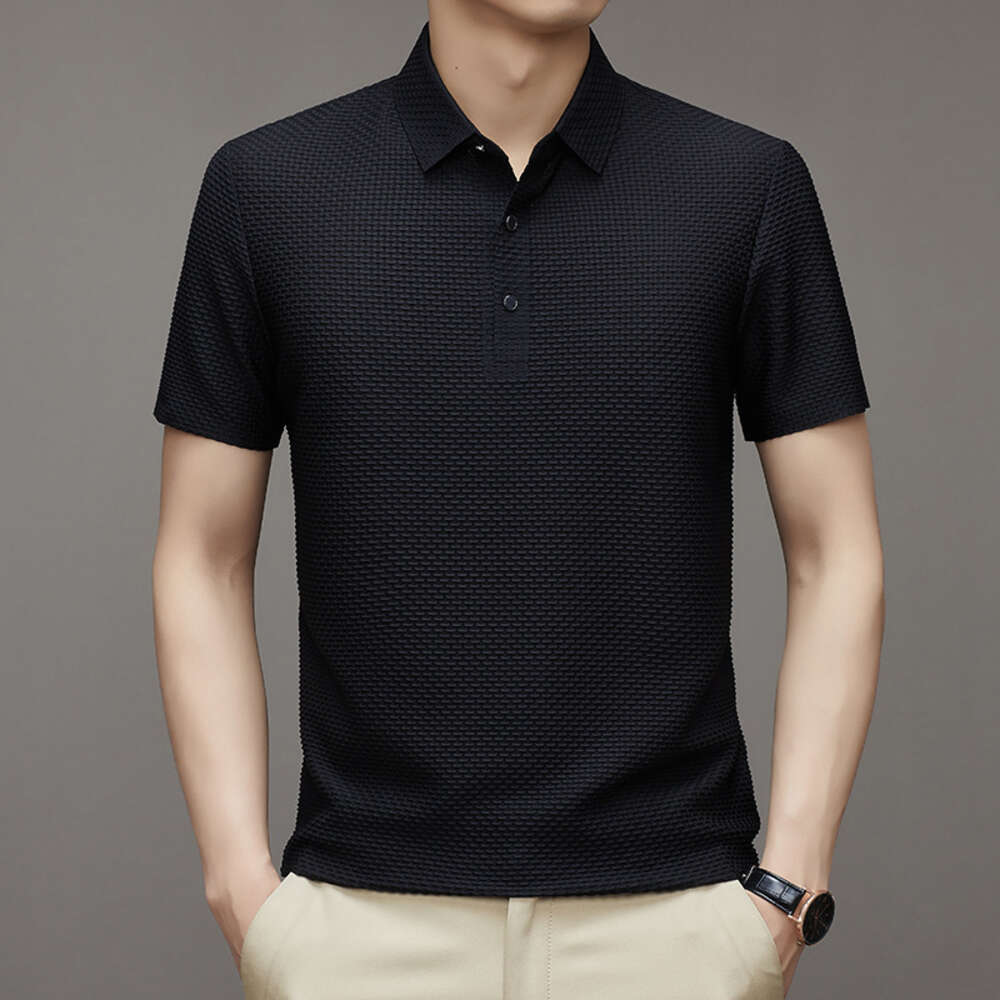 2024 Summer Business Solid Color Simple Polo Shirt Short sleeved Premium T-shirt Men's Top