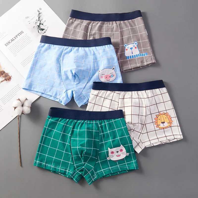4 pieces/batch of boys boxing underwear childrens cotton underwear baby underwear teenagers cartoon printing soft childrens underwear 2-14T 2023 newW2