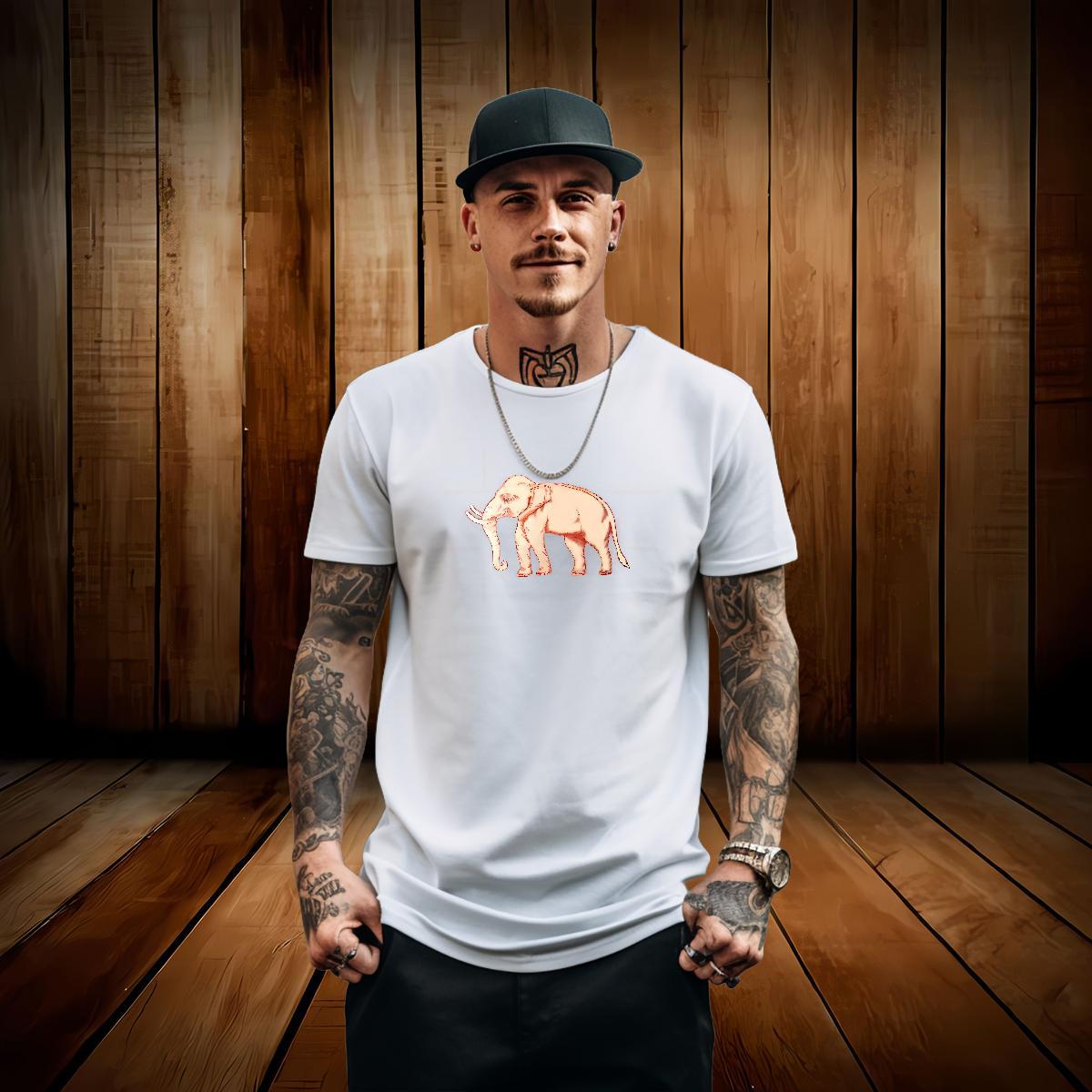 Brand T shirt 100% Cotton 230g elephant Beach Tshirts Crew Neck Breathable Comfortable Mens Tshirts White Plus Size