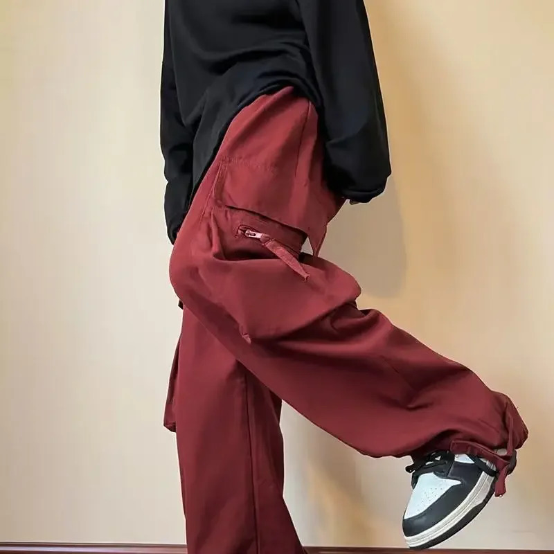 Male Trousers Multipockets Wide Mens Cargo Pants Black Aesthetic Multi Pocket Straight Casual Cotton Harajuku Long Luxury 240806
