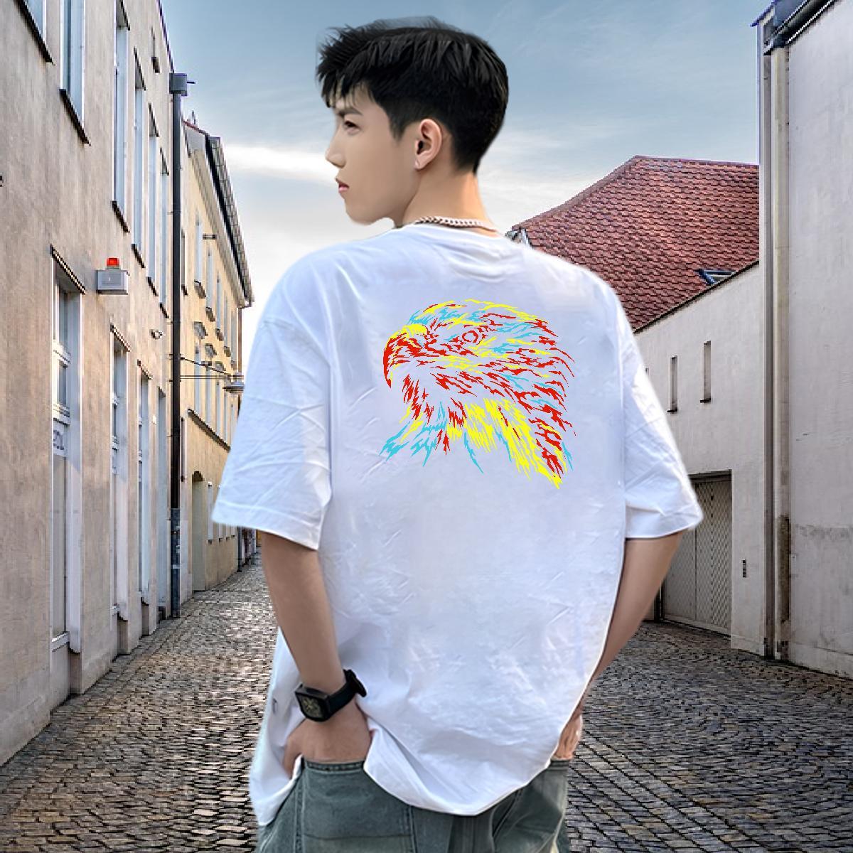 Fashion Casual Man T Shirts 100% Cotton 230g eagle Street wear Hip Hop Tshirts Crew Neck Designer Couples T Shirts DIY Anime