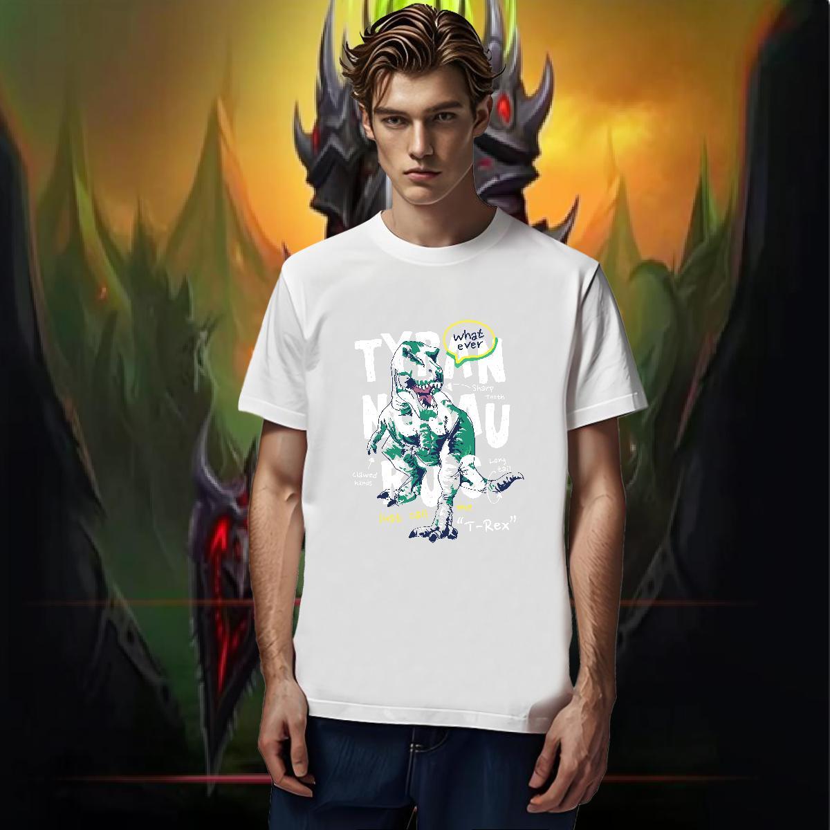 Customized T shirt 230g Cotton dinosaur Street Wear Tops Breathable Classic Men Tops Tees Skull