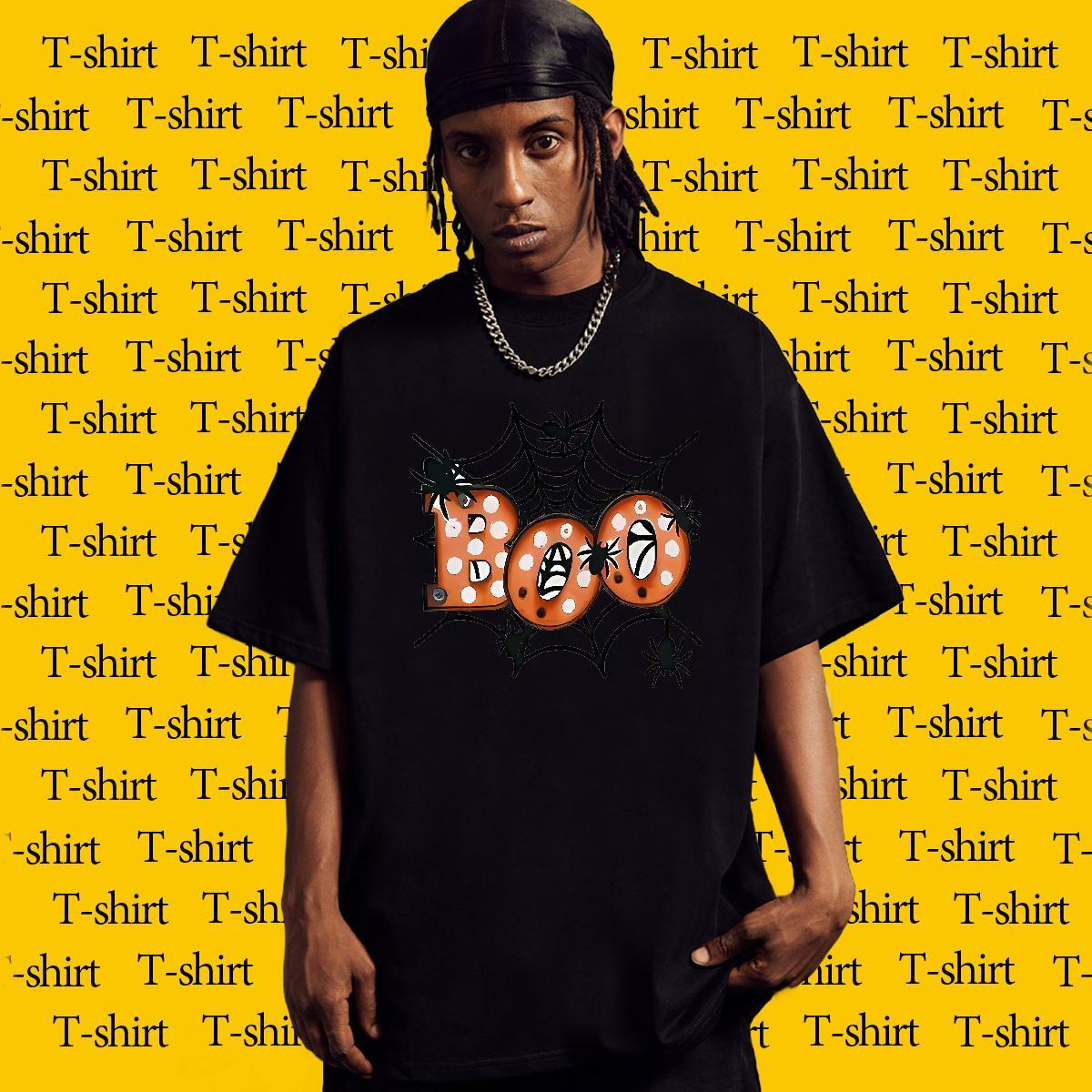 2024 New T shirt 230g 100% Cotton spider web Casual Top Tees Breathable Soft Cool Design Tshirt for Man Woman Custom Cartoon