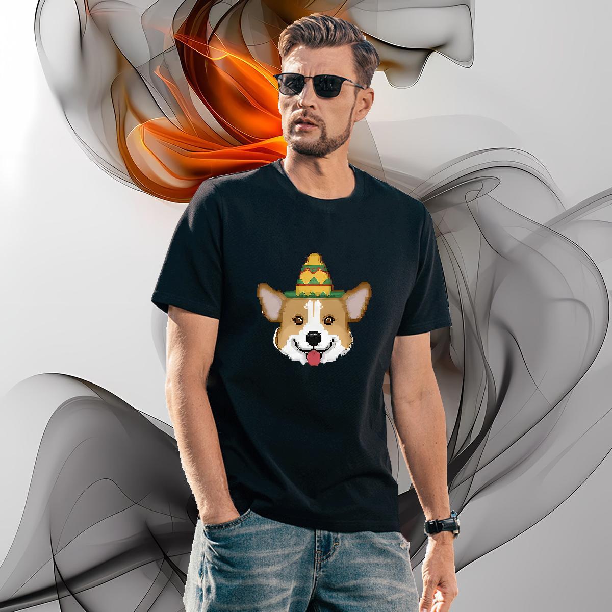 Wholesale Men Tshirts 100% Cotton 230g dog T-Shirts Casual Beach O-Neck Short Sleeve Custom Print Plus Size New Clothings