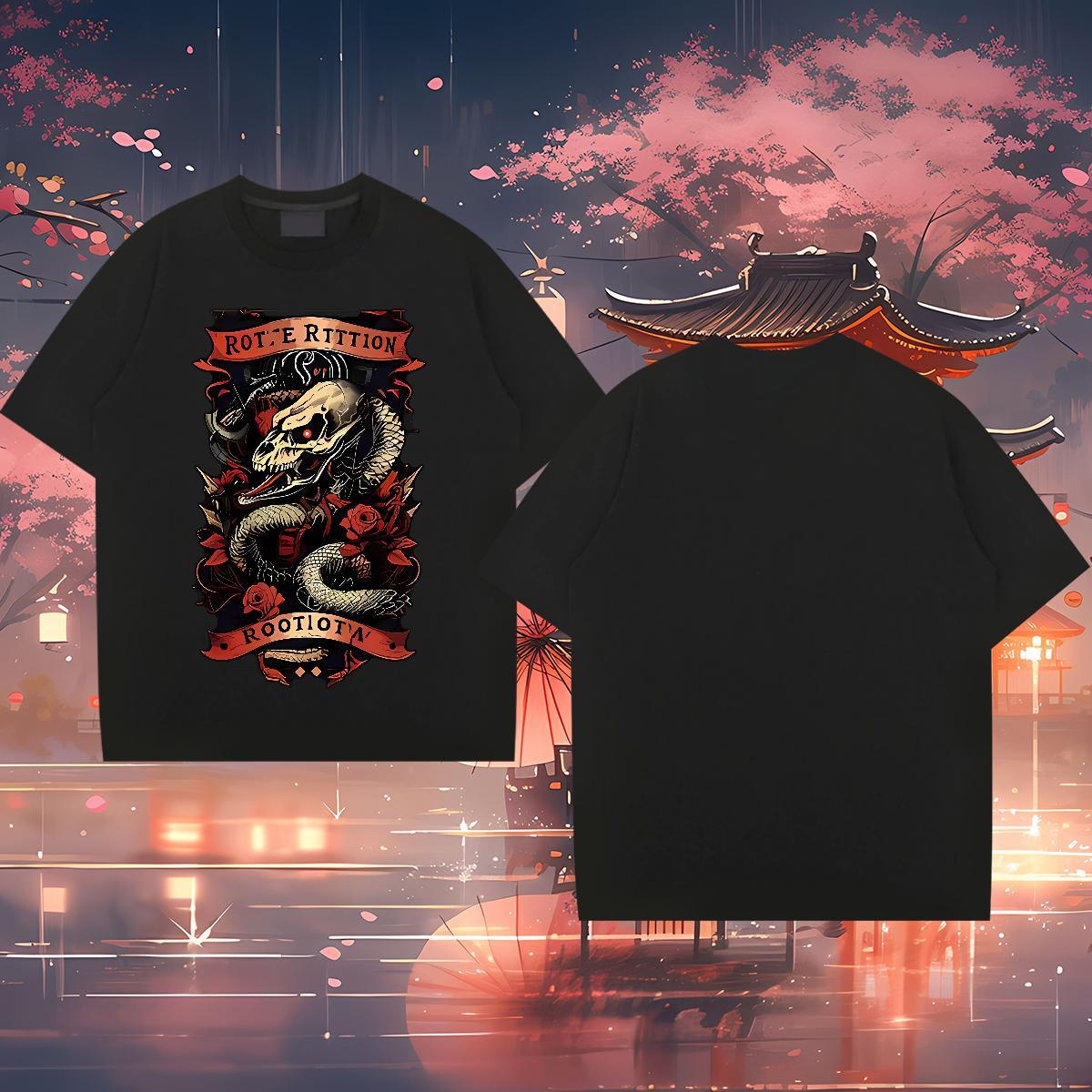 T-Shirts for Men 230g Pure Cotton snake Spring Summer O Neck Short Sleeves Customized Print Tshirts New Arrival Cool Tops Tees