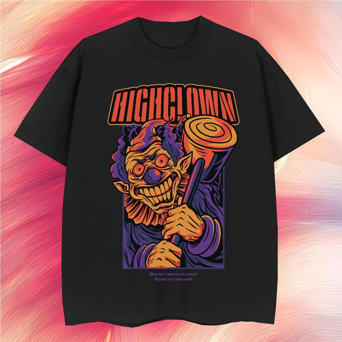 T-Shirts 230g 100% Cotton scary High Street Hip Hop O-Neck Short Sleeve DIY Printed Men Tshirts Fashion Cool Design Tops