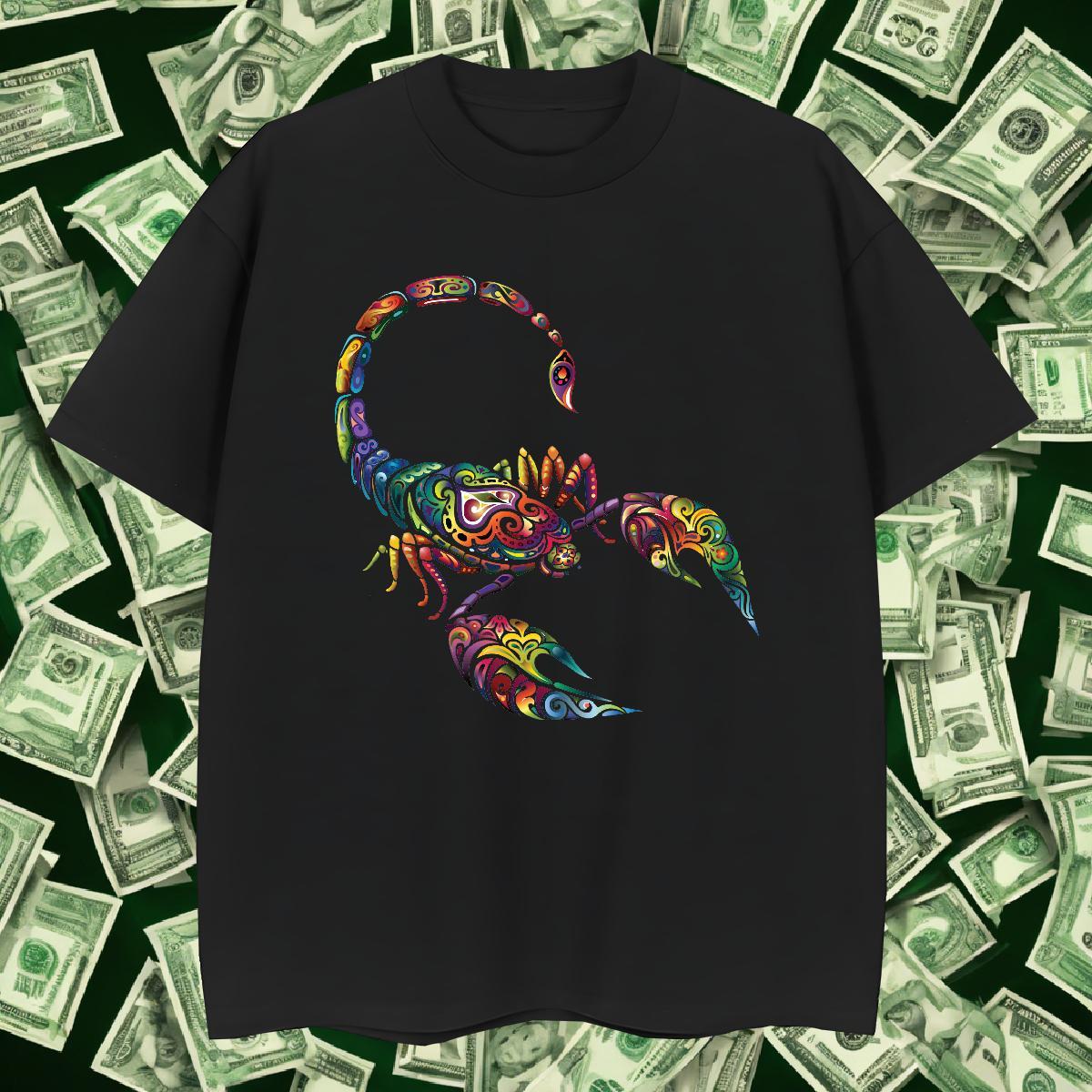 T Shirt For Man 230g 100% Cotton scorpion Street Casual Crew Neck Skull Men Tees Wholesale Free Shipping Top Tees