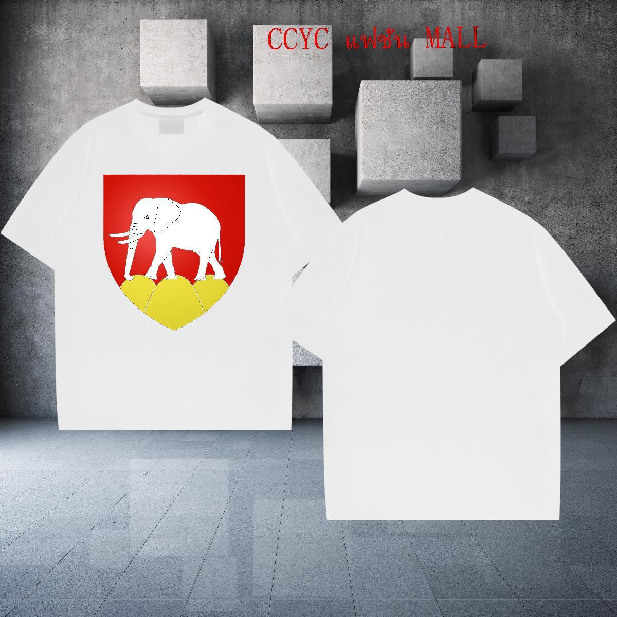 2024 Summer T-Shirts for Men 230g Cotton elephant Street Casual Tops Tees Breathable Crew Neck Brand Tshirts White Plus Size