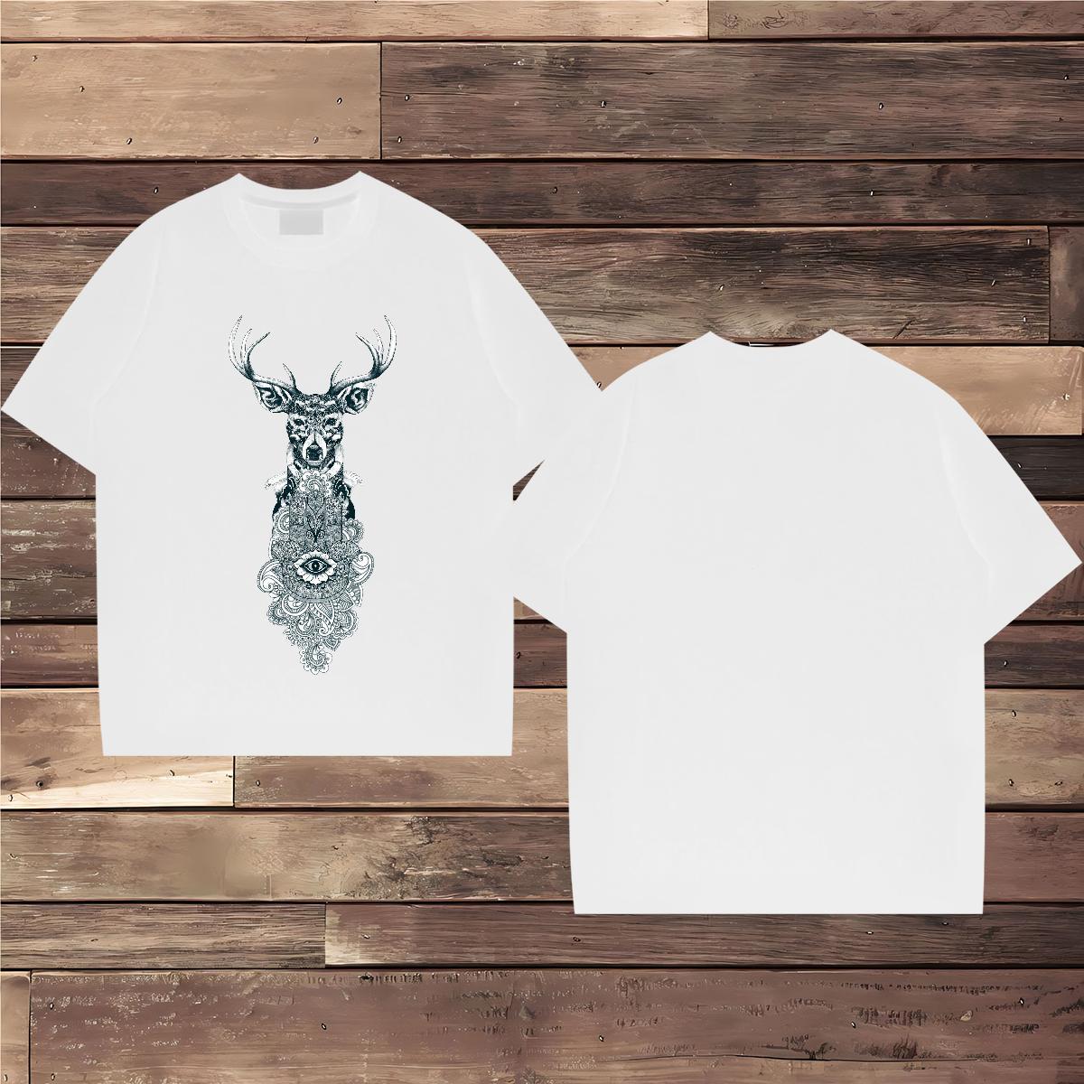 Brand Men T Shirts 230g Pure Cotton Deer Home Outdoor Tees Breathable Soft Free Shipping Tshirt for Man Woman Skull