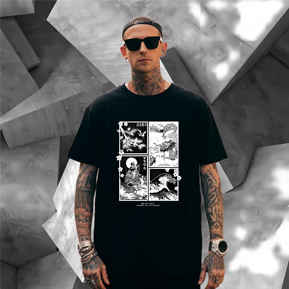 T-Shirts 100% Cotton 230g Hand drawn Daily Wear Short Sleeve O-Neck Graphic Couples T Shirts Fashion Design Brand Polos