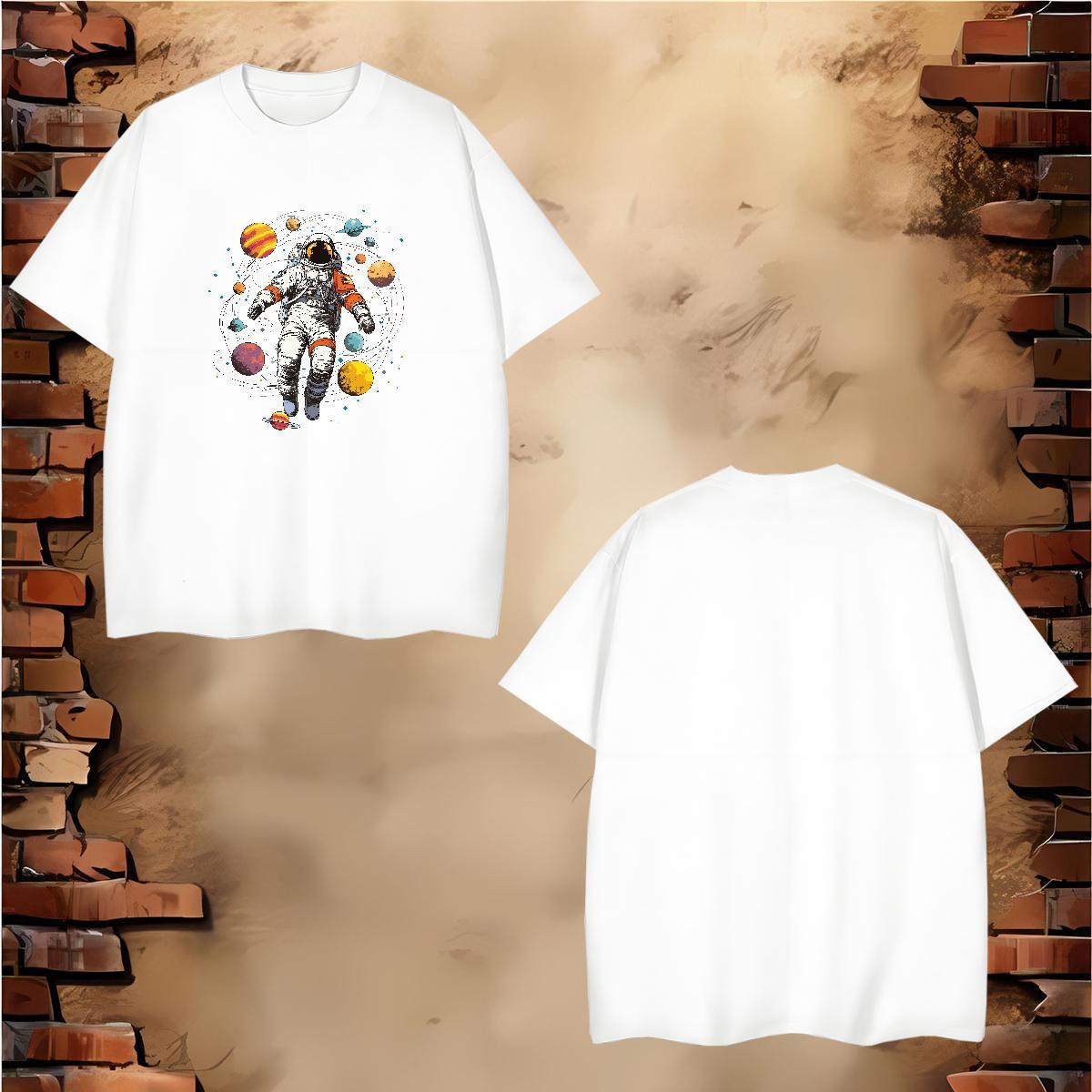 Man T Shirts 230g Pure Cotton universe Street Round Neck Short Sleeve DIY Printed Men Tops Tees Wholesale Unisex Top Tees