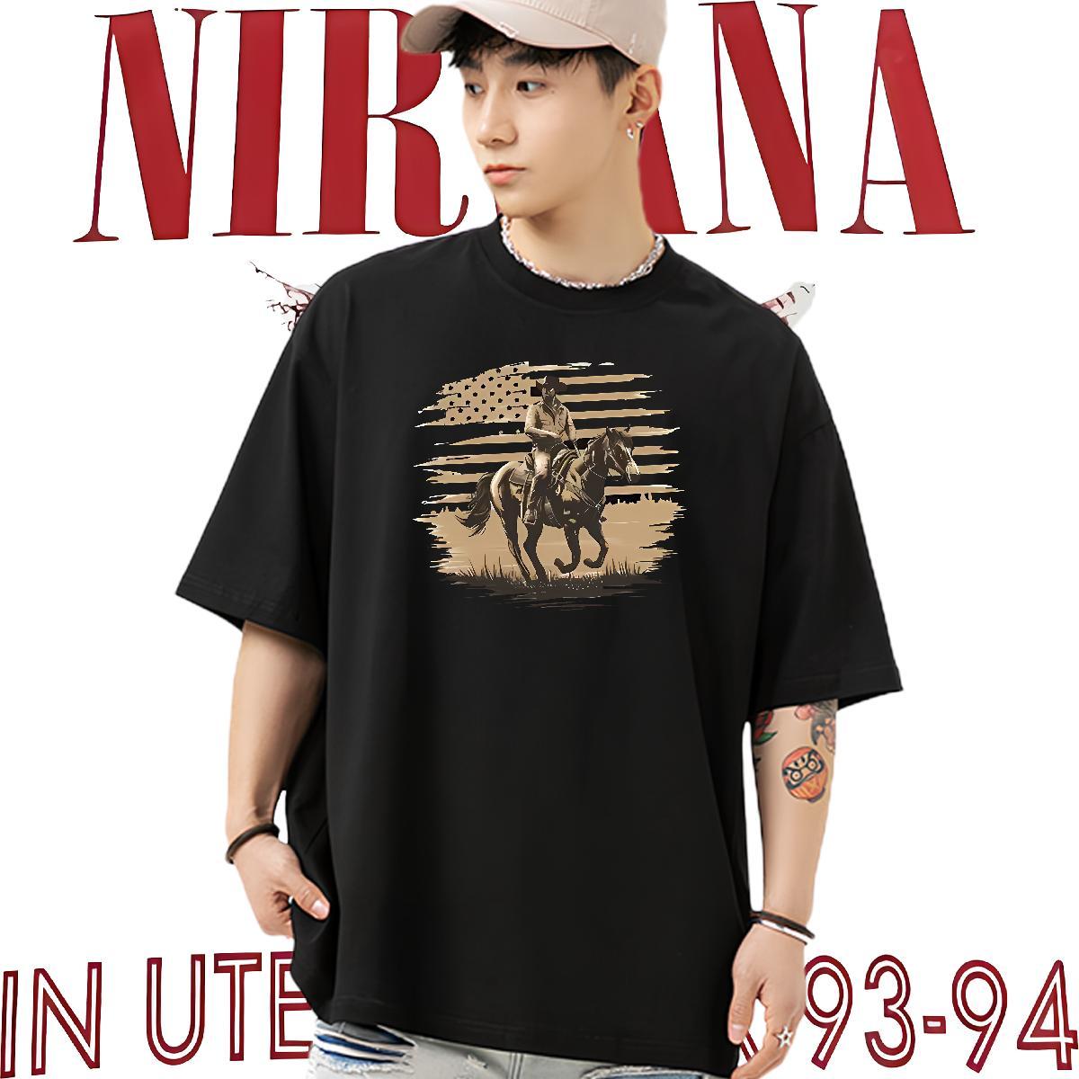 Designer Fashion Mens T Shirts 230g Pure Cotton horse Street Polos O Neck Short Sleeves Cool Men Tops Tees DIY Printed