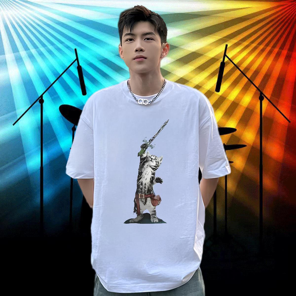 Designer Fashion T shirt 100% Cotton 230g cat Beach Tees Shirts O-Neck Short Sleeve Classic Couples T Shirts Black White