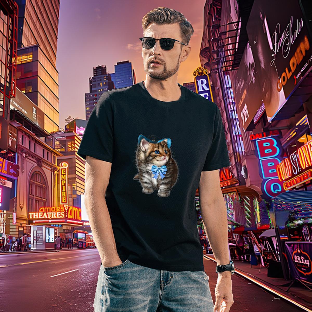 TOP Quality Men Clothes T-Shirt 230g Pure Cotton cute T Shirts Men Street Wear Breathable Short Sleeve Plus Size Custom Free Shipping Clothings