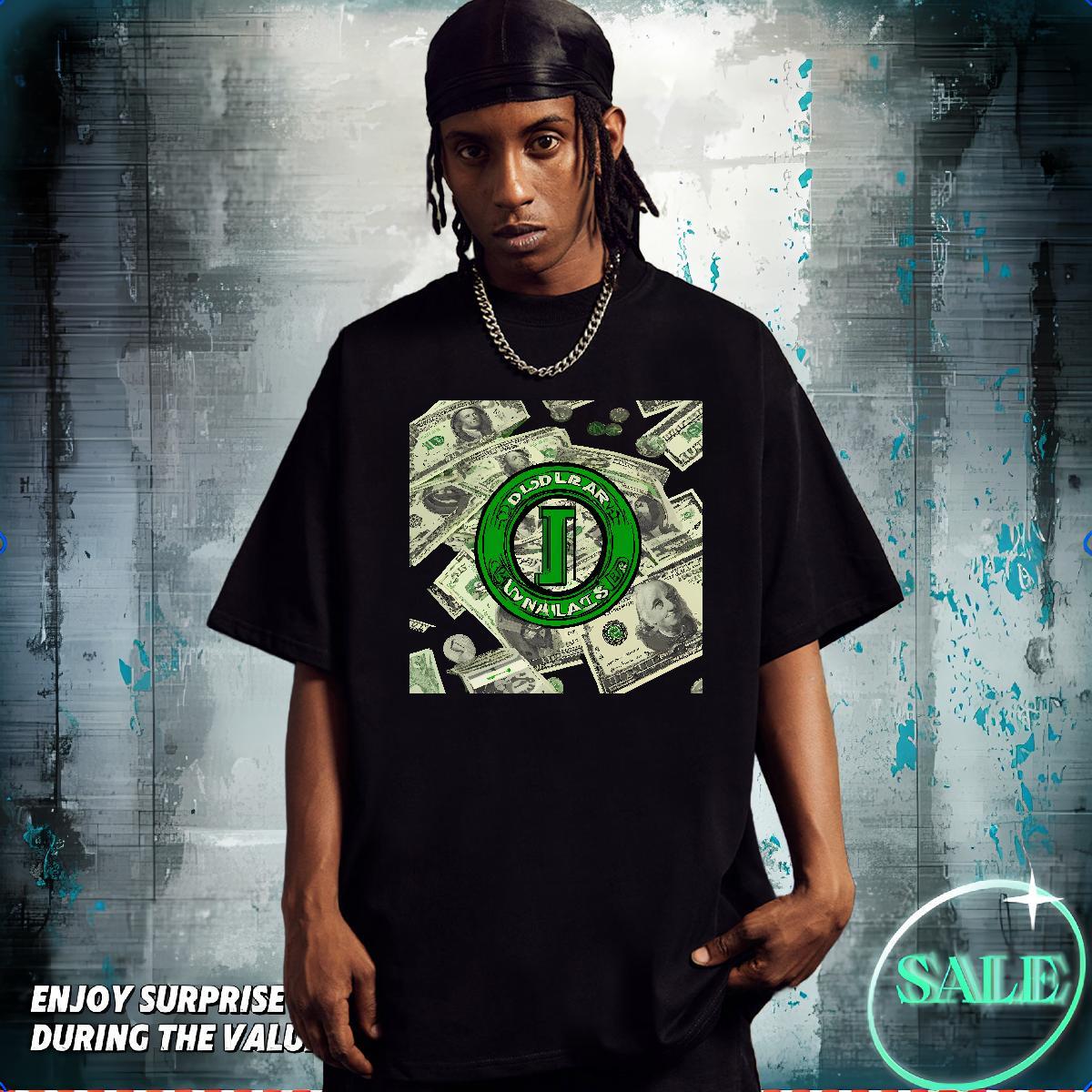 Classic Casual T-Shirts money Clothings 230g 100% Cotton Spring Summer Loose Custom Cartoon Breathable Crew Neck Tshirts