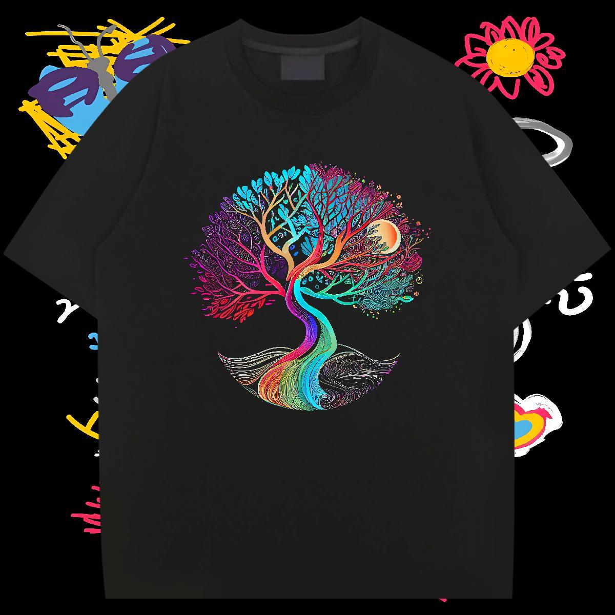 Fashion Designer T-Shirts for Men 100% Cotton 230g tree Home Outdoor Tees Breathable Short Sleeve Cool Design Men Tshirts Plus Size Custom
