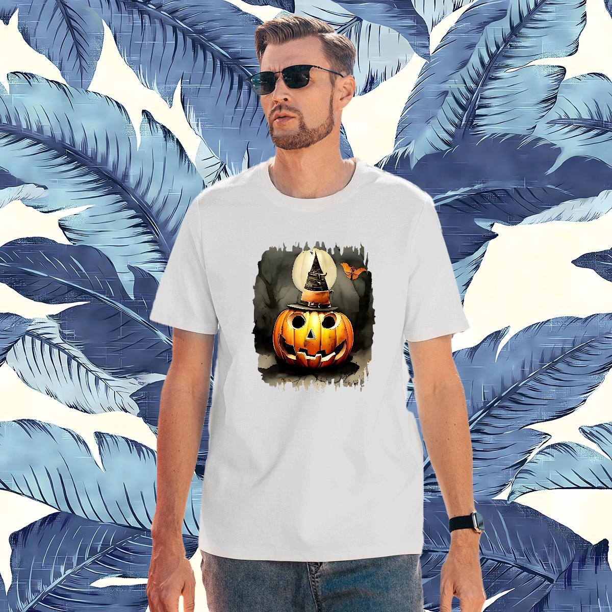 Loose Men Tops Tees 230g Pure Cotton pumpkin T Shirts Men Street O-Neck Short Sleeve Asian Size Fashion Designer Clothes