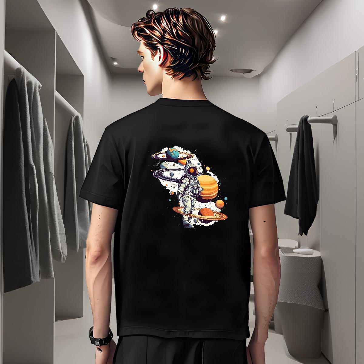 Mens T Shirts 100% Cotton 230g universe Street Breathable Crew Neck Cartoon Printing L-4XL Men Clothes T-Shirt Custom Popular Tops Tees