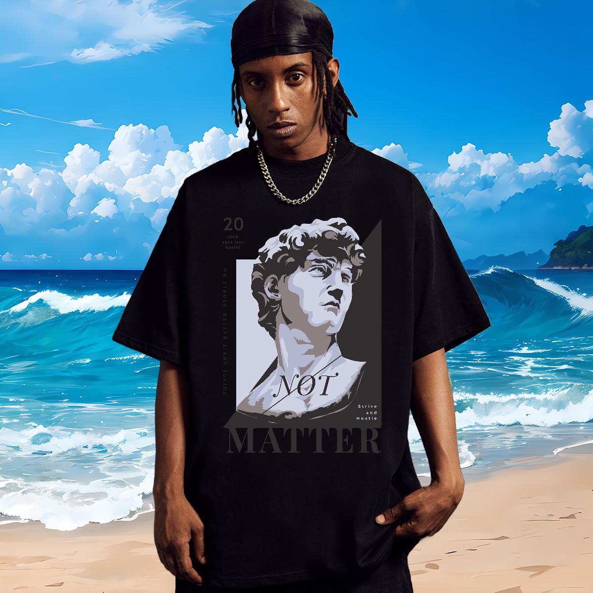 Classic Casual T-Shirts 230g Cotton Statue of David Hip Hop Street Polos Breathable Short Sleeve Unisex Tshirt for Man Woman Customized
