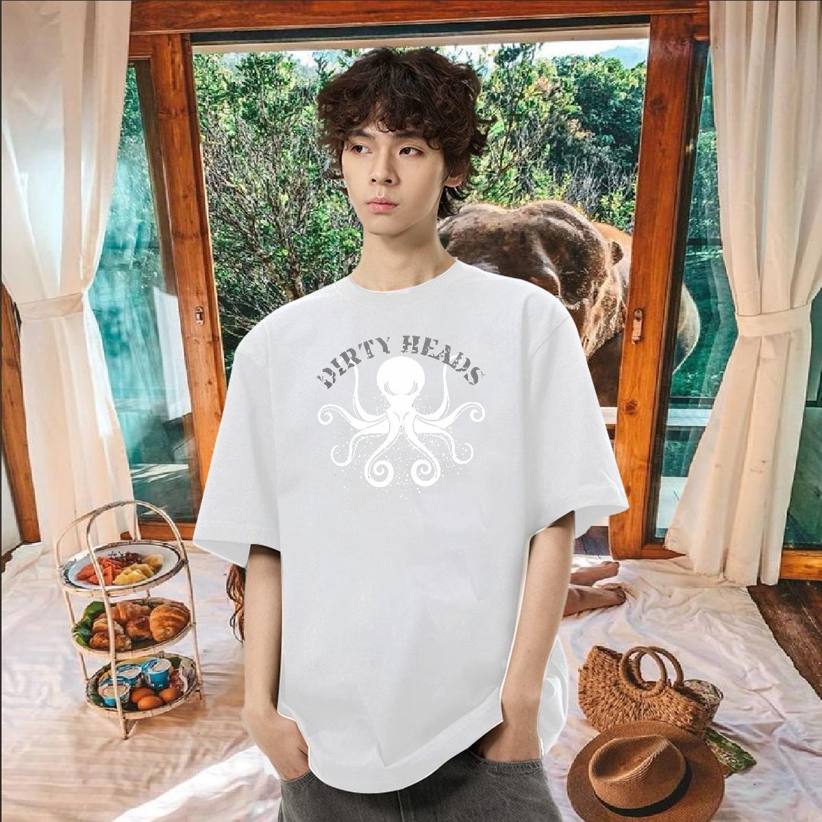 2024 T Shirt For Man 230g Cotton octopus Anime Printing Street Polos O-Neck Short Sleeve Free Shipping Men Tees Oversized 4XL