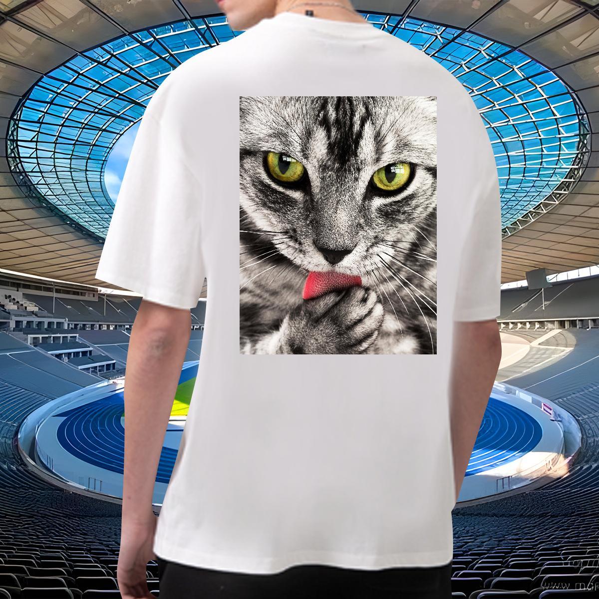 Designer Tshirts 230g Pure Cotton cat T-Shirts for Men Casual Daily Wear Breathable Short Sleeve DIY Anime Classic Casual Tees