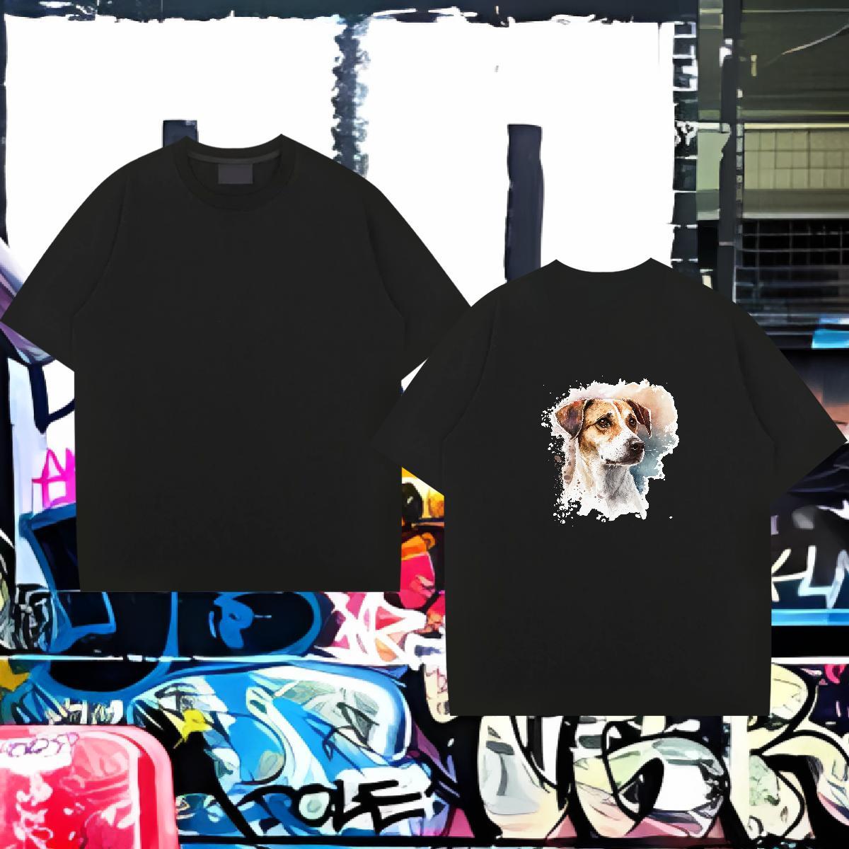 2024 Summer T-Shirts 100% Cotton 230g dog Hip Hop Polos Breathable Short Sleeve Brand Men Tshirts Custom Anime