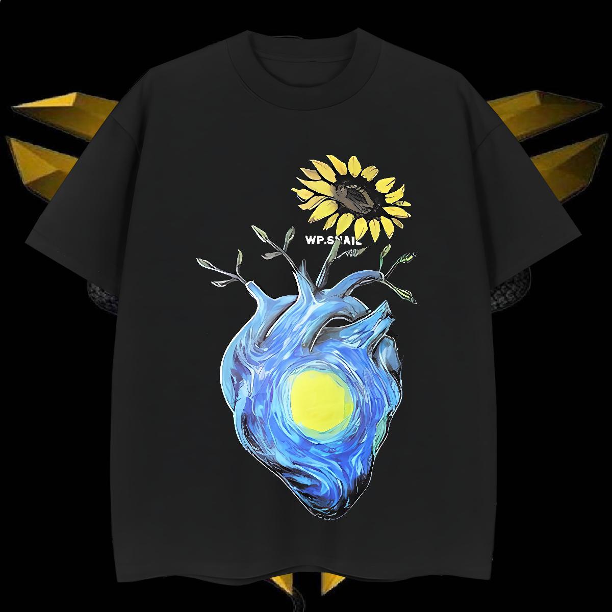 T-Shirts 230g Pure Cotton flower Street Casual Round Neck Short Sleeve DIY Men Tees Custom Classic Clothings