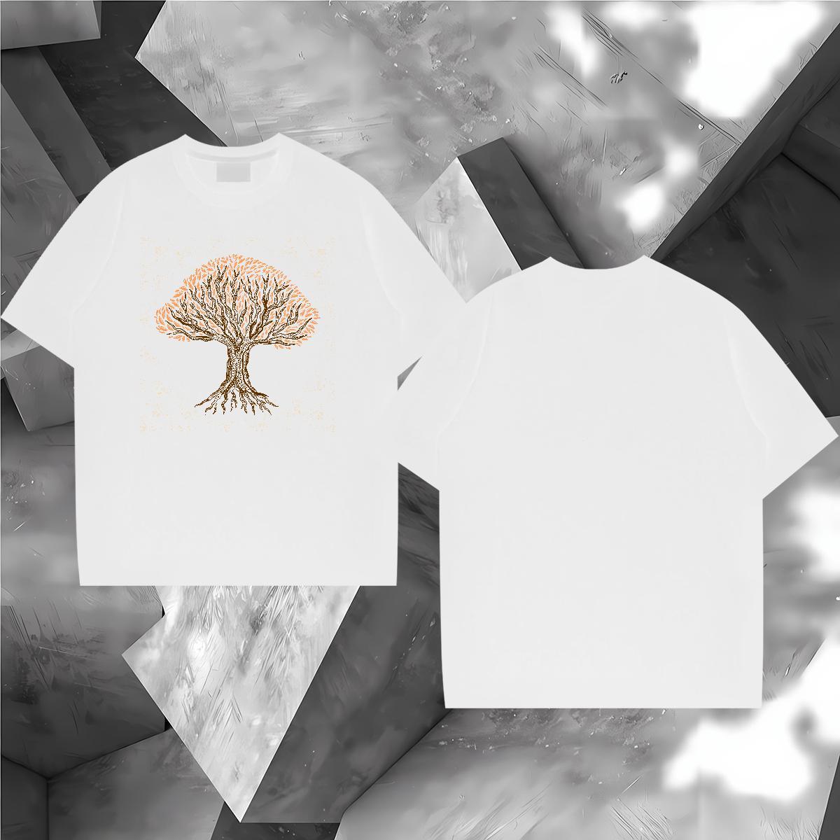 Fashion Design T Shirt For Man 230g Cotton tree High Street Hip Hop Clothings Crew Neck High Quality Couples T Shirts Custom Printed