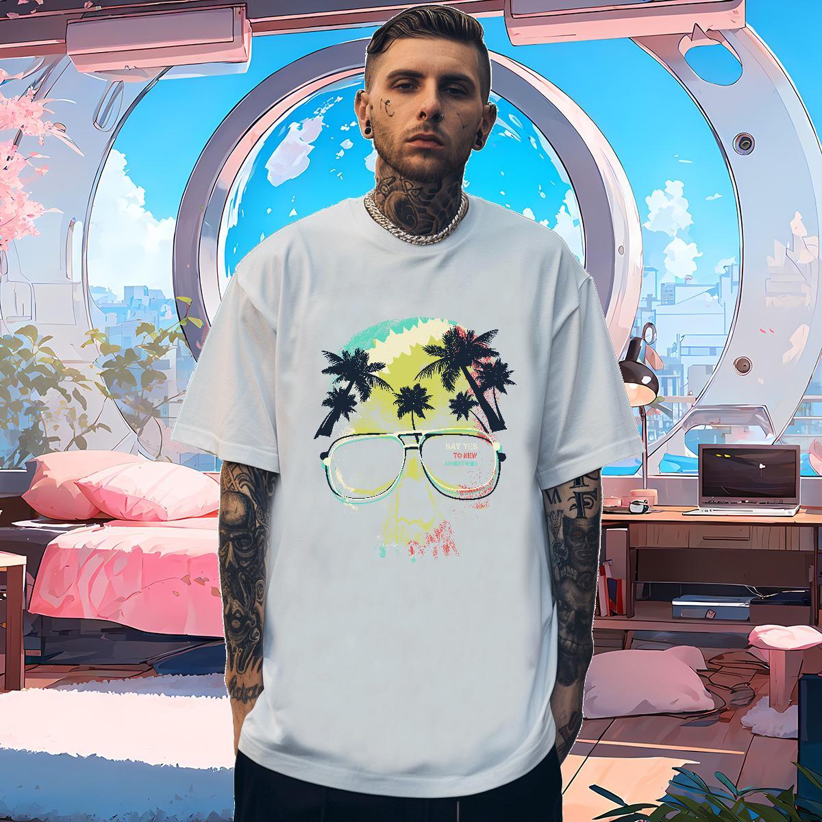 T shirt 230g 100% Cotton tree Sports Casual O Neck Short Sleeves DIY Printed Men Tees DIY Customized Loose Fit Wear