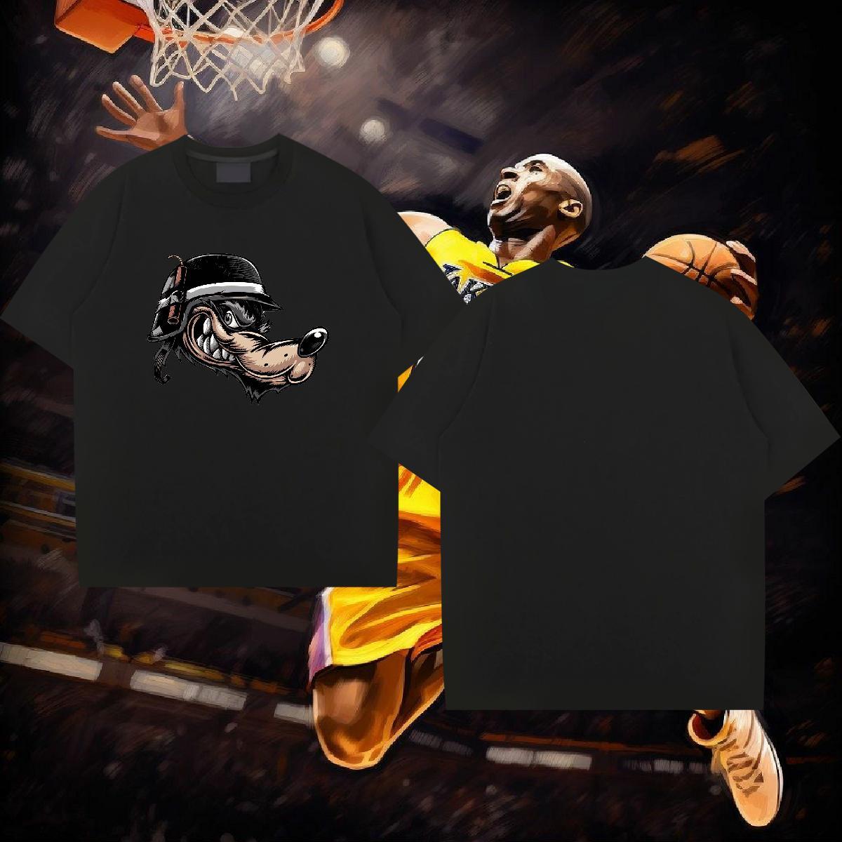 Designer T-Shirts 230g 100% Cotton wolf Street wear Hip Hop Tees Shirts Short Sleeve Soft Unisex Mens Tshirts Skull
