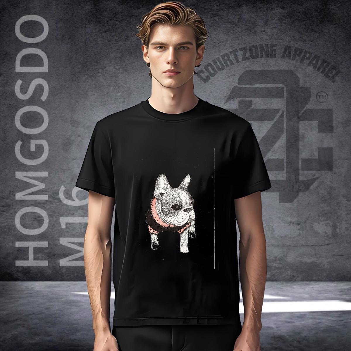 DIY Customized Mens T Shirts 230g 100% Cotton Dog Street Casual Tops Tees Breathable Short Sleeve Free Shipping Men Tshirts Black Oversized