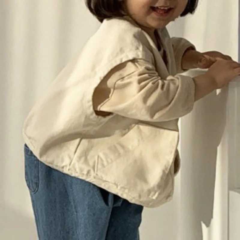 Childrens clothing childrens denim vest 2023 spring/summer Korean fashion boys and girls pocket loose casual denim vestW240724