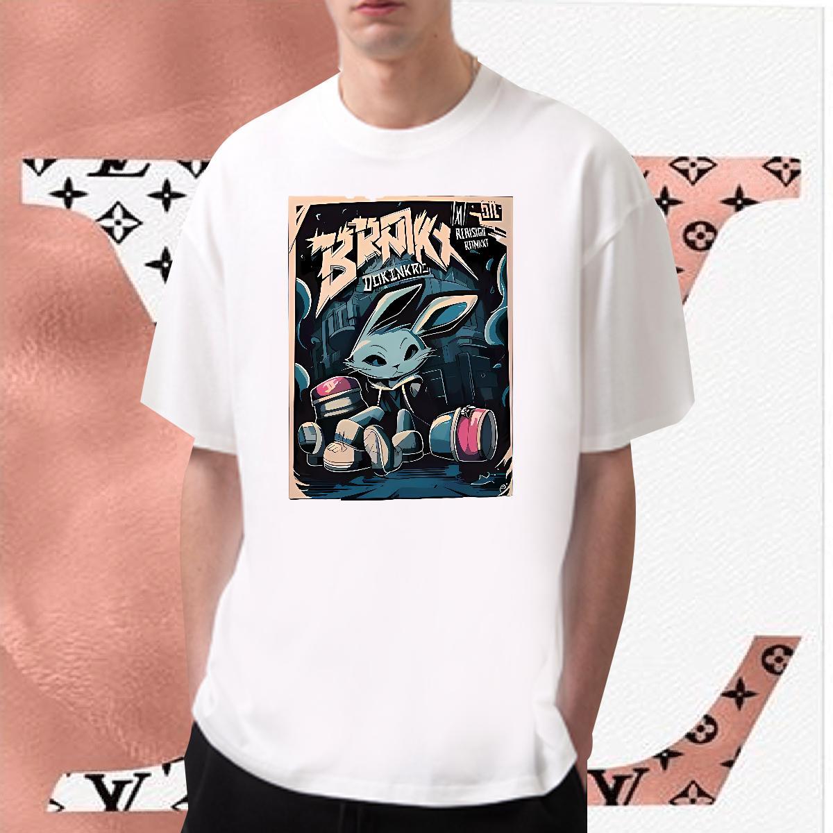 New T shirt 100% Cotton 230g rabbit Casual Tops Shirt Crew Neck Comfortable Men Tees Custom Printed