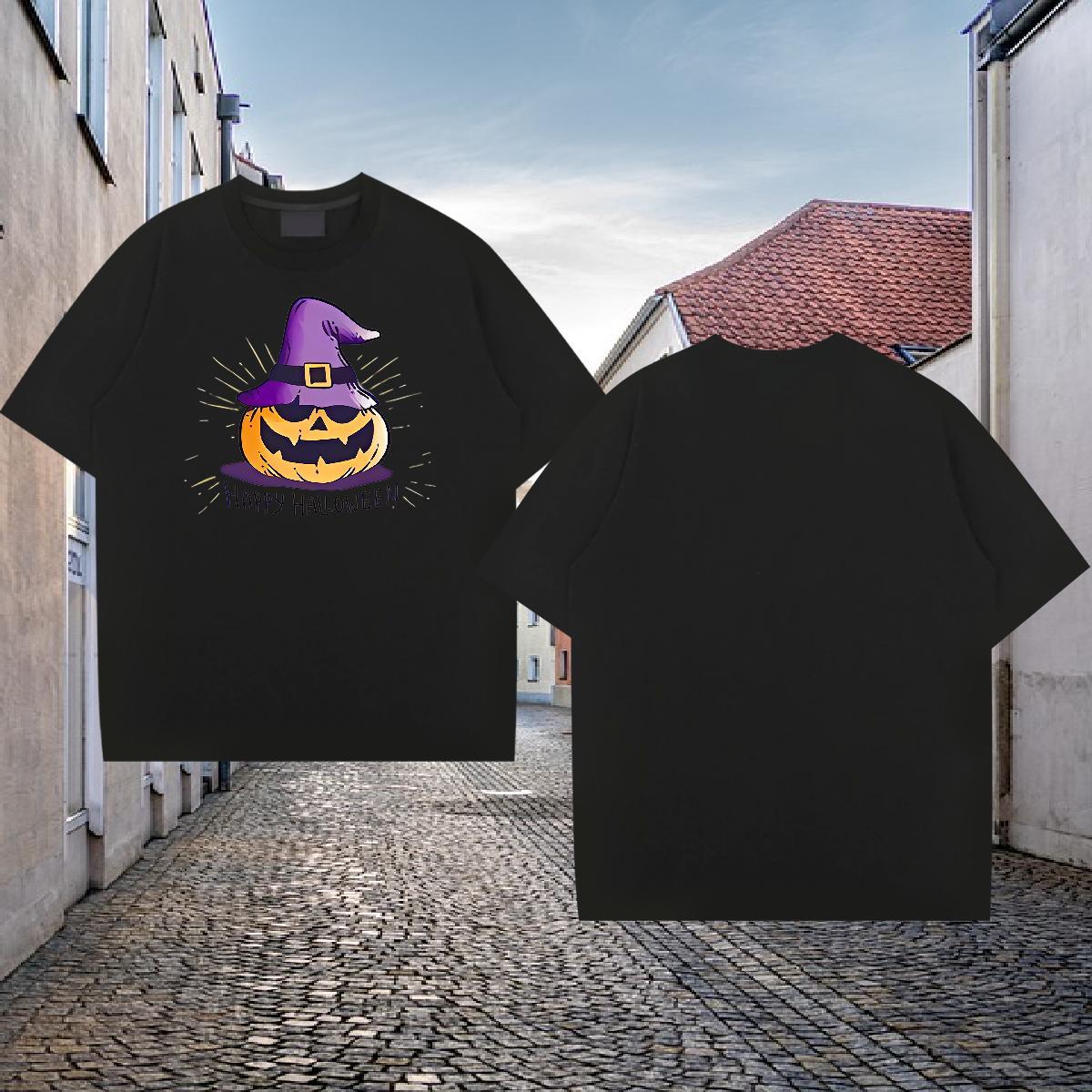 2024 Designer Men T Shirts 230g 100% Cotton halloween High Street Hip Hop Top Tees Pure Cotton Loose Fit Couples T Shirts Anime