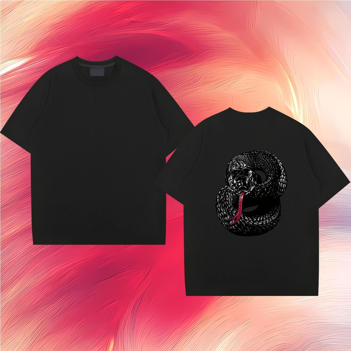 Designer T Shirts Men 100% Cotton 230g snake Hip Hop Street Tops O Neck Short Sleeves Classic Men Tshirts Custom Printing