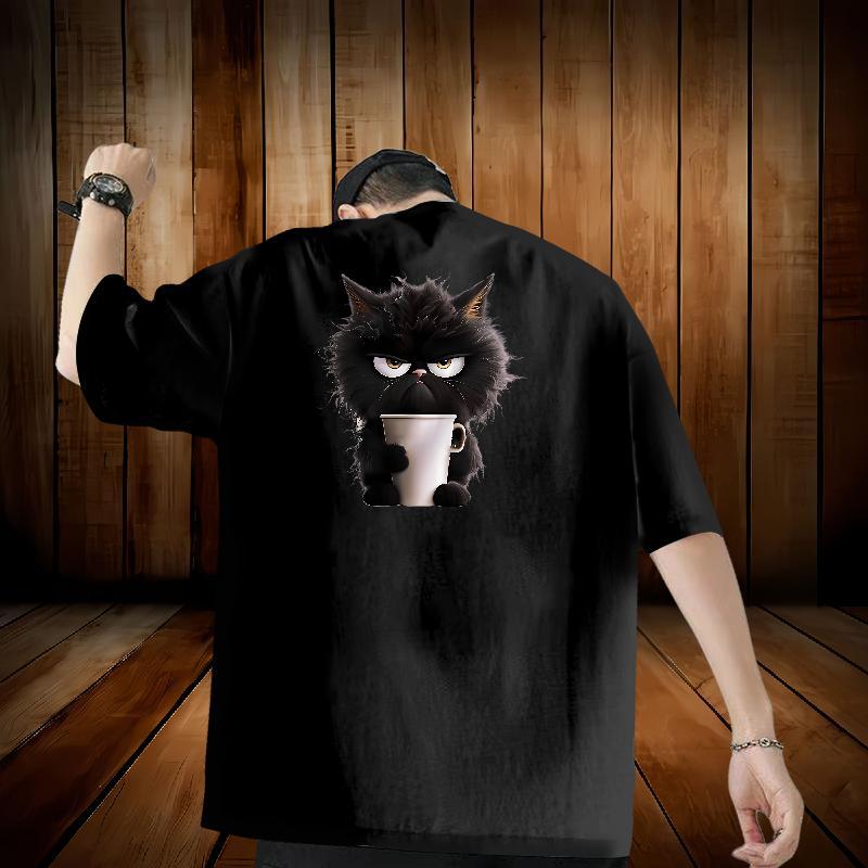 2024 Designer T-Shirts for Men 230g Pure Cotton cat Sports Casual Tops Shirt O Neck Short Sleeves TOP Quality Tshirts Floral Print