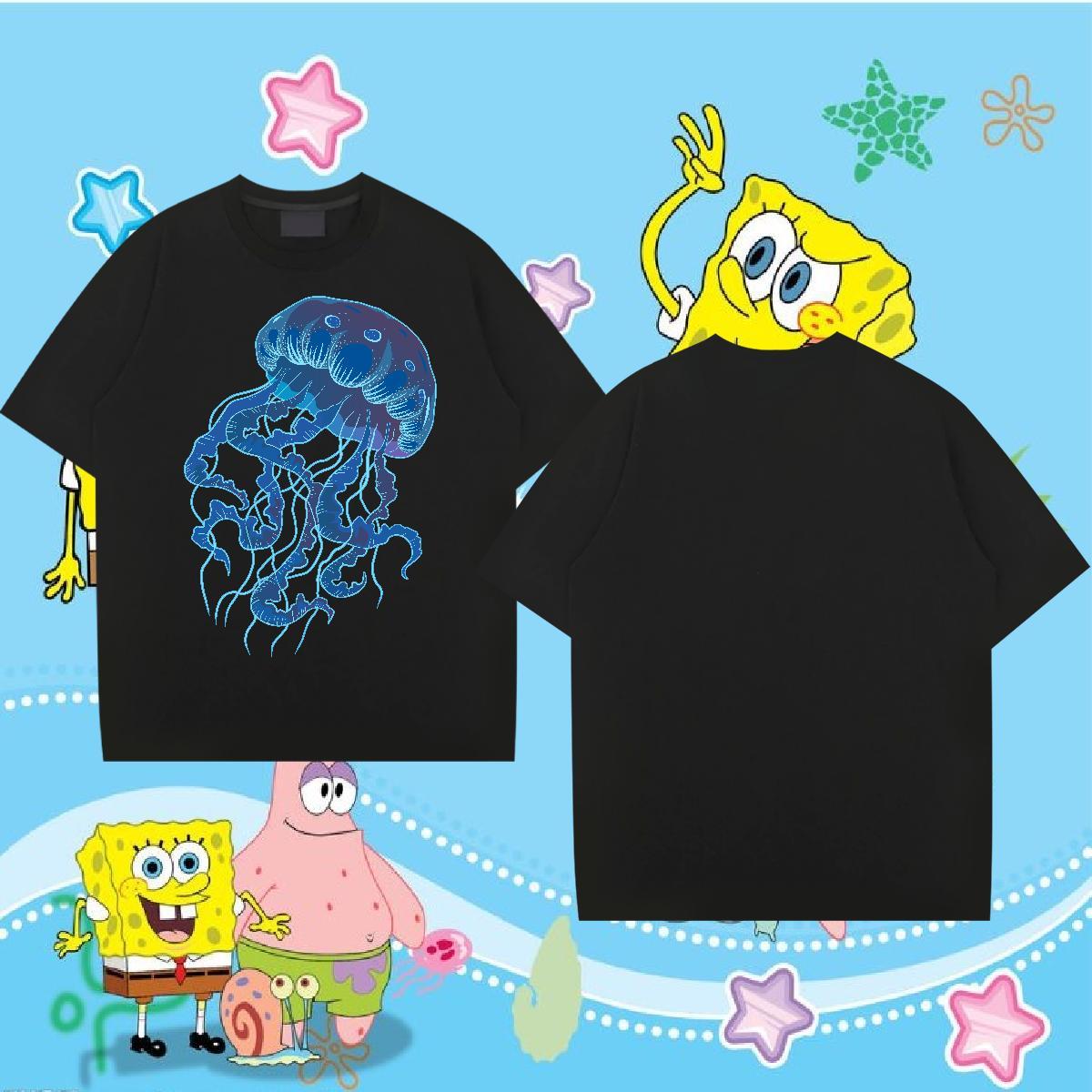 Factory Direct T shirt 230g 100% Cotton jellyfish Hip Hop Polos Breathable Short Sleeve Loose Men Clothes T-Shirt Custom Cartoon