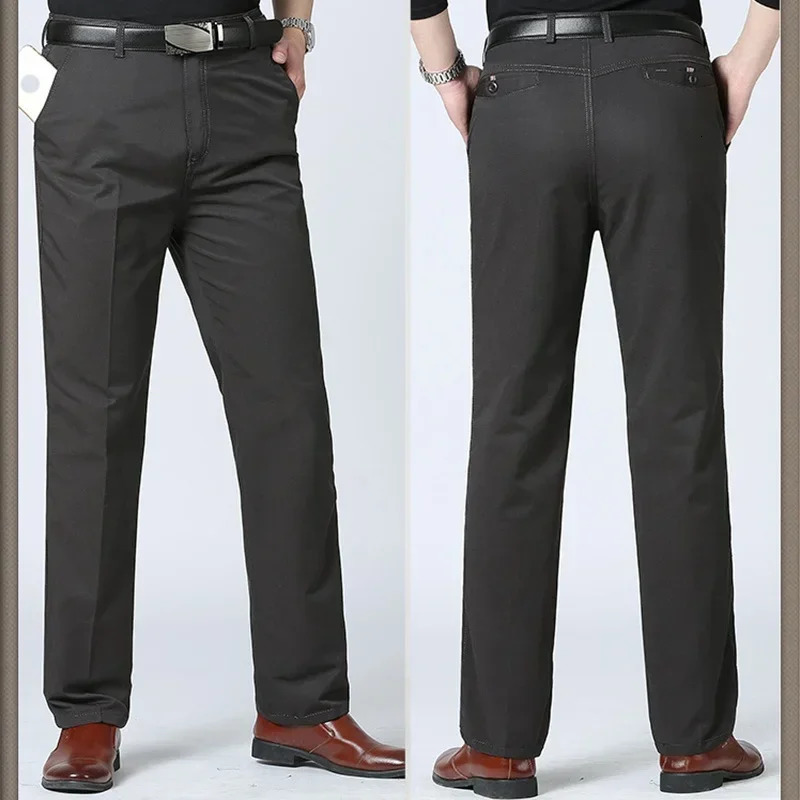 Mens Comfort Cotton Long Straight Slim Fit Dress Pant Mens Business Casual Suit Pants 240806