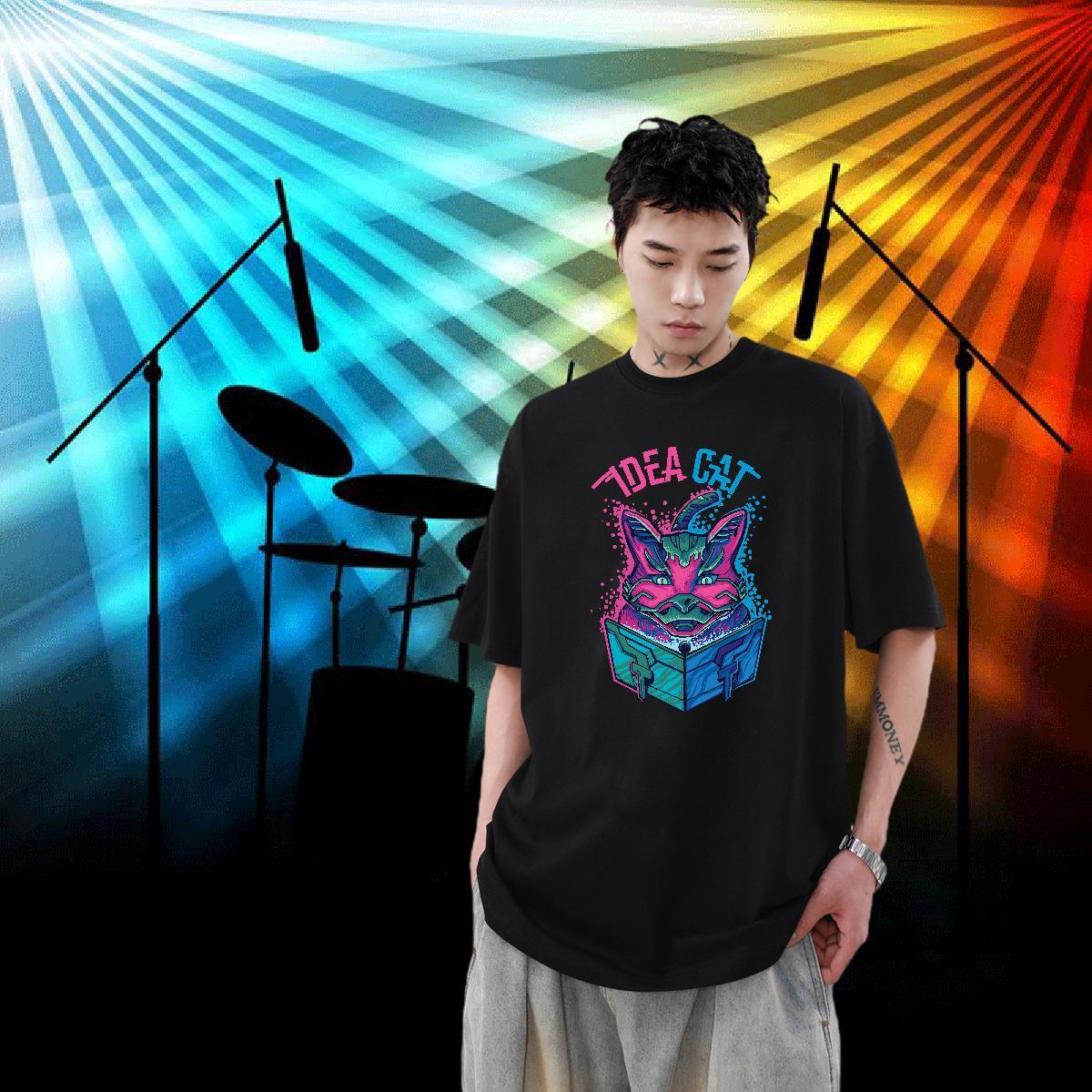 Designer Fashion T-Shirts 230g 100% Cotton cat Casual Daily Wear Tees Breathable Short Sleeve Comfortable Men Tops Tees Graphic