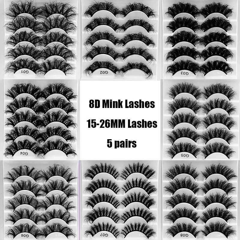 New 5airc 25mm 8D false eyelashes with customized Wispy natural mink eyelashes wholesale fluffy false eyelashes W240803