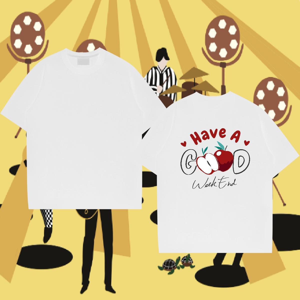 Casual New T-Shirts for Men 230g Cotton flower Sports Casual Clothings Pure Cotton Brand Tshirts Custom Print Oversized