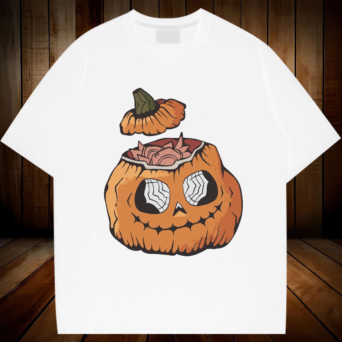 Designer Fashion Man T Shirts 230g 100% Cotton pumpkin Summer Casual Tops Tees Breathable Crew Neck Unisex Men Tops Tees Asian Size
