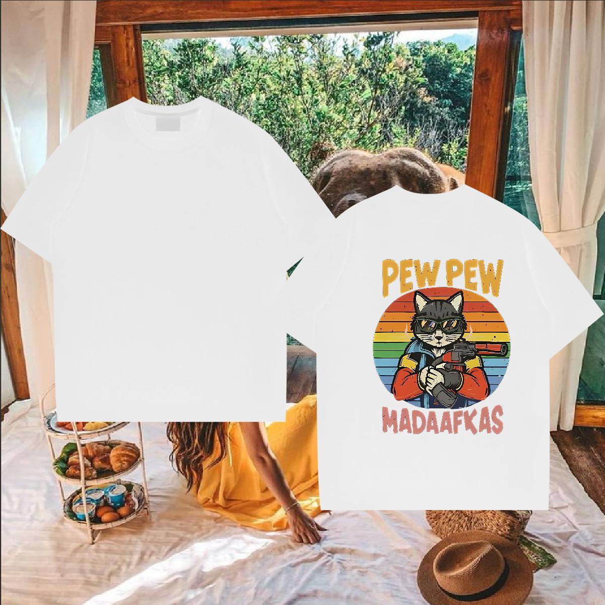 2024 Summer T Shirts Men 230g Cotton Hip Hop Street Polos Short Sleeve Soft Free Shipping Men Tops Tees Black White