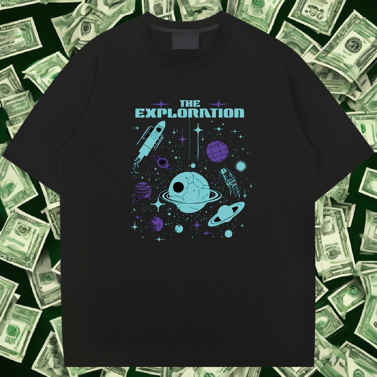 Man T Shirts 230g 100% Cotton planet Street Breathable Short Sleeve DIY Anime Men Tops Tees Fashion Designer Cool Design Tee Shirt