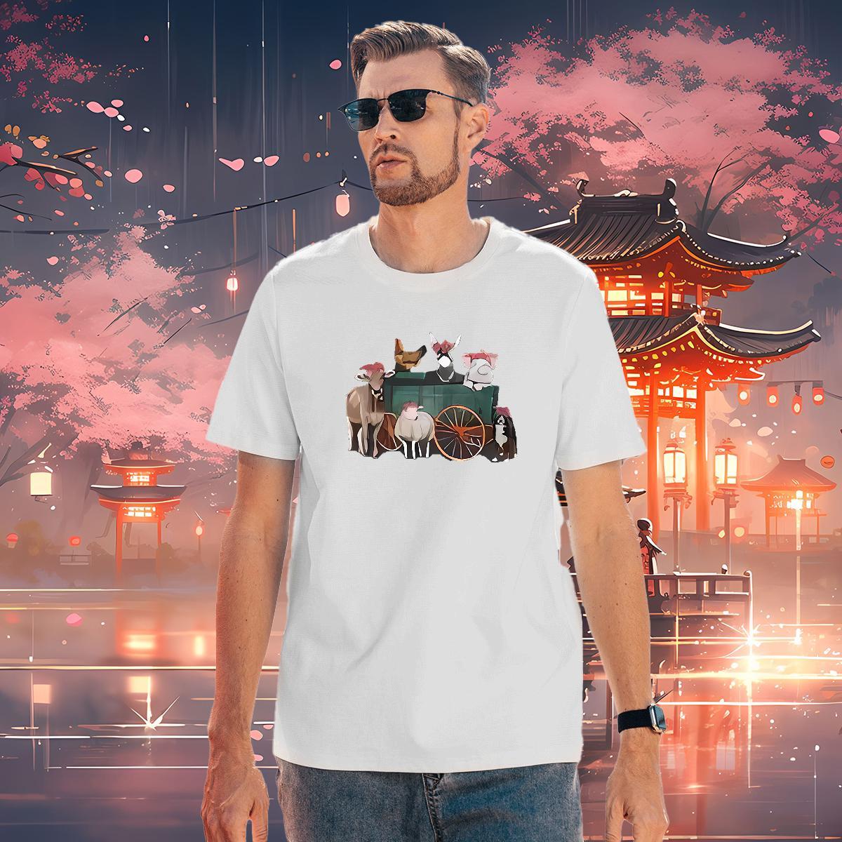 T-Shirts for Men 230g Cotton horse Casual Crew Neck Breathable Graphic Mens Tshirts Factory Direct Loose Fit Clothings