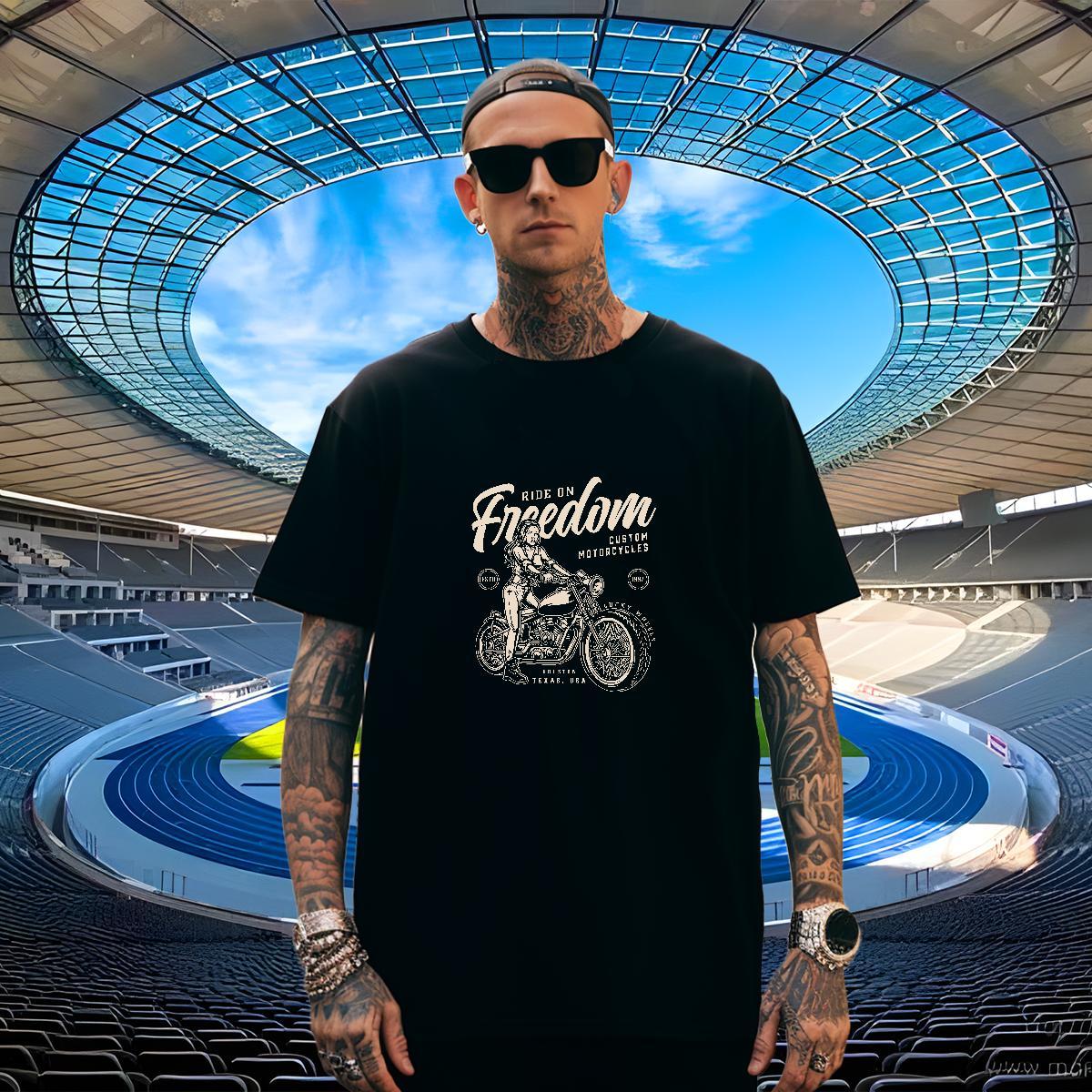 Free Shipping Men Tops Tees 230g 100% Cotton Home Outdoor Motorcycle Custom Anime Pure Cotton 2024 Summer T shirt Clothings