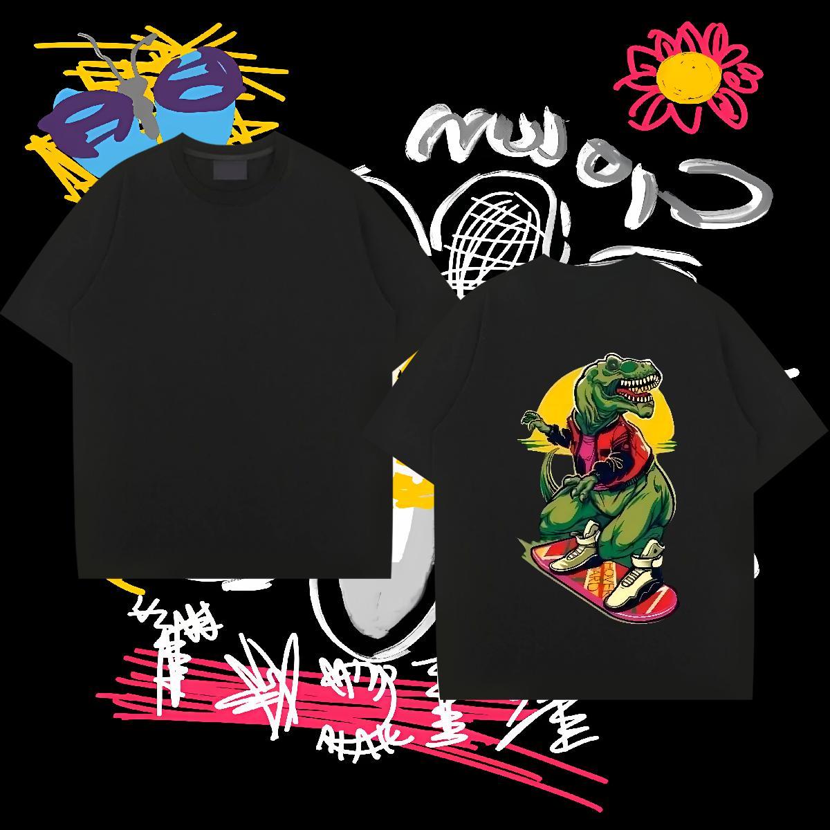 Customized Mens T Shirts 100% Cotton 230g dinosaur Sport Clothings Breathable Crew Neck Comfortable Men Clothes T-Shirt Anime