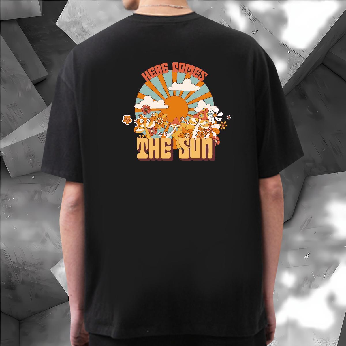 New Arrival T Shirts Men 230g Pure Cotton mushroom Anime Printing Street Clothings Crew Neck Comfortable Men Clothes T-Shirt Plus Size Custom