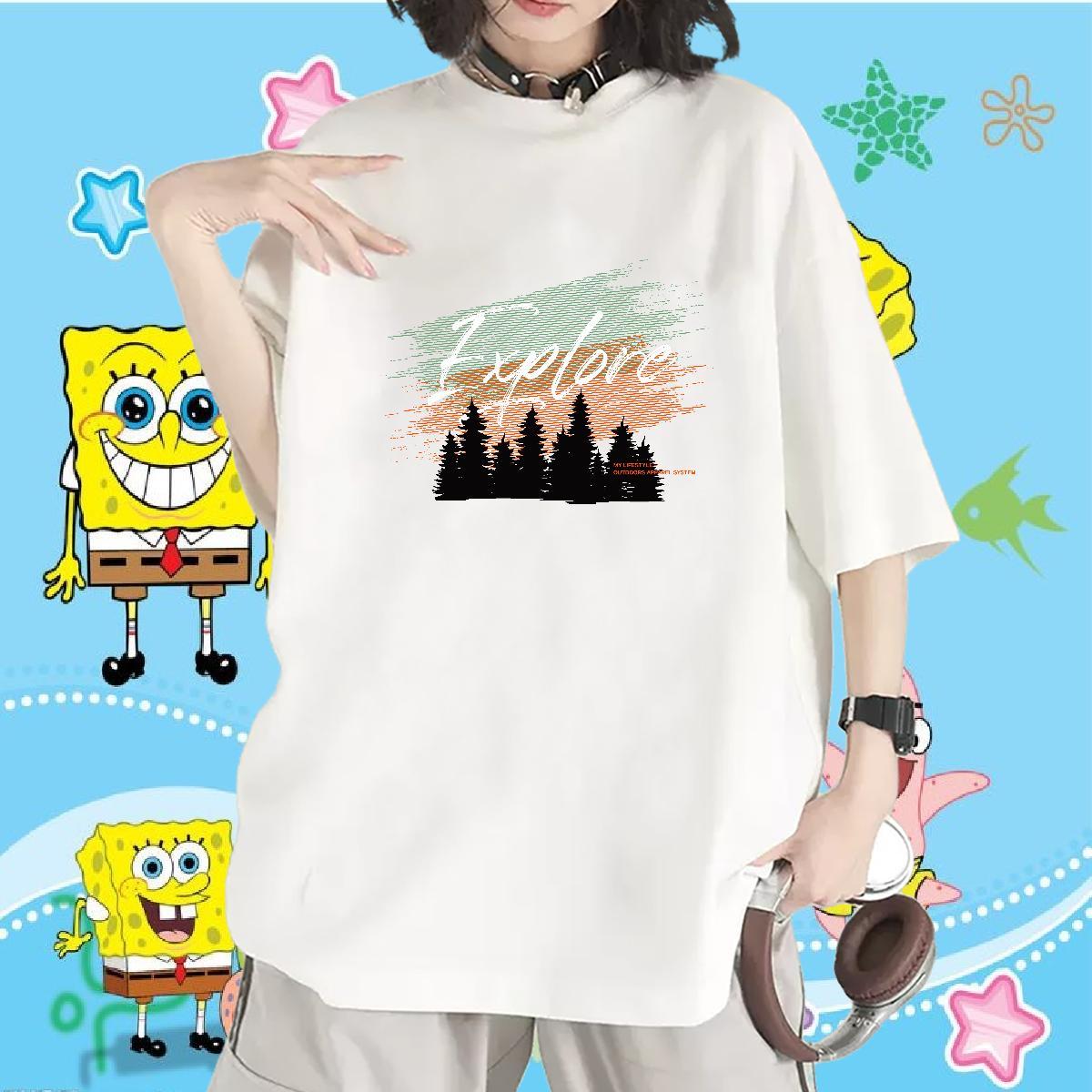 Wholesale Woman T Shirts Crew Neck Womens Tshirts White Plus Size tree Daily Wear 230g Pure Cotton New Arrival Clothes Shirt