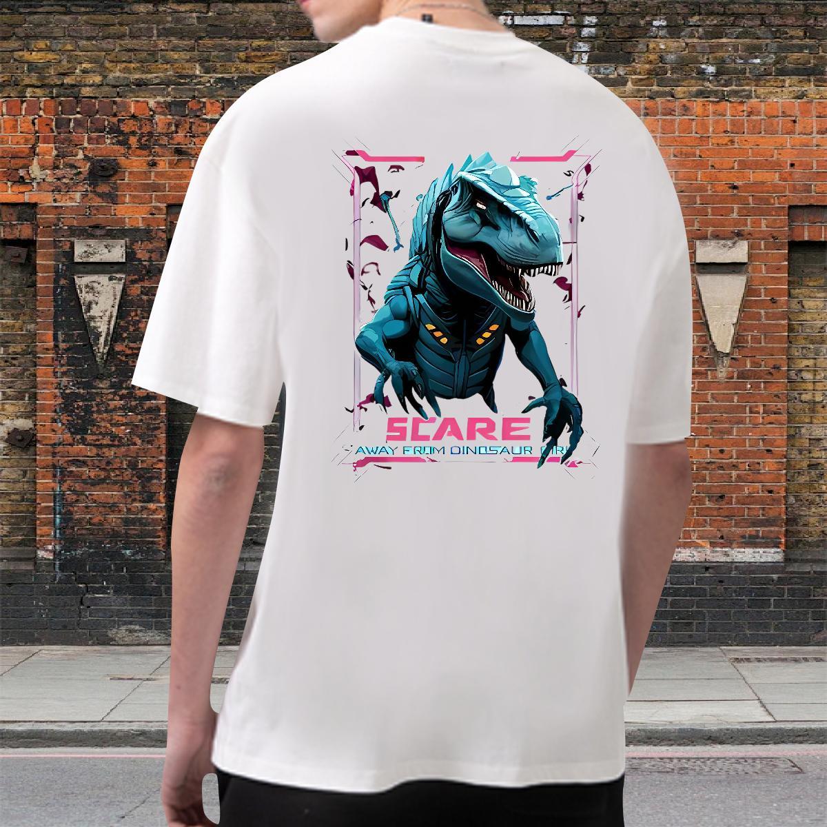 Wholesale Men Tshirts 230g 100% Cotton dinosaur Men T Shirts Summer Casual Short Sleeve O-Neck Custom Print Oversized Casual New Tee Shirt
